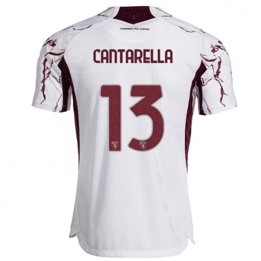 Danxen Kinder Luca Cantarella #13 Weiß Burgunderrot Auswärtstrikot Trikot 2025/26 T-Shirt