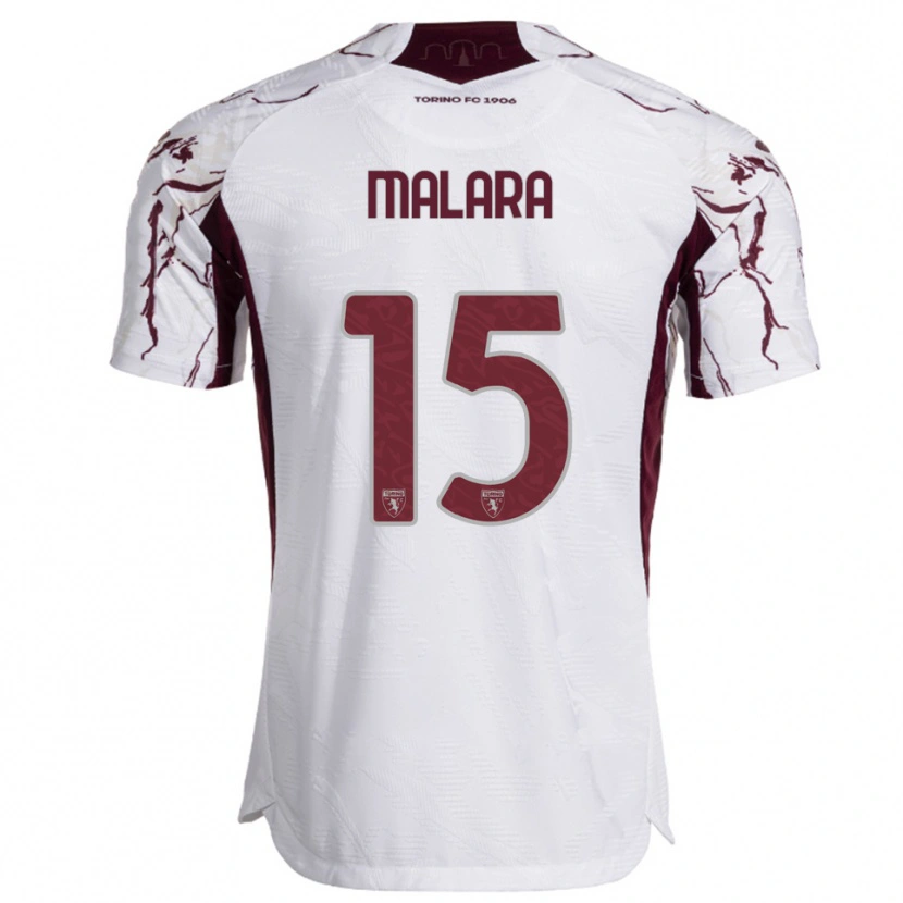 Danxen Kinder Sara Malara #15 Weiß Burgunderrot Auswärtstrikot Trikot 2025/26 T-Shirt