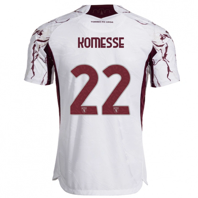 Danxen Kinder Josias Sabone #22 Weiß Burgunderrot Auswärtstrikot Trikot 2025/26 T-Shirt