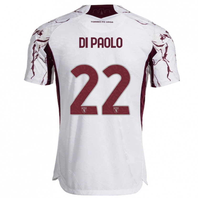 Danxen Kinder Sebastiano Di Paolo #22 Weiß Burgunderrot Auswärtstrikot Trikot 2025/26 T-Shirt