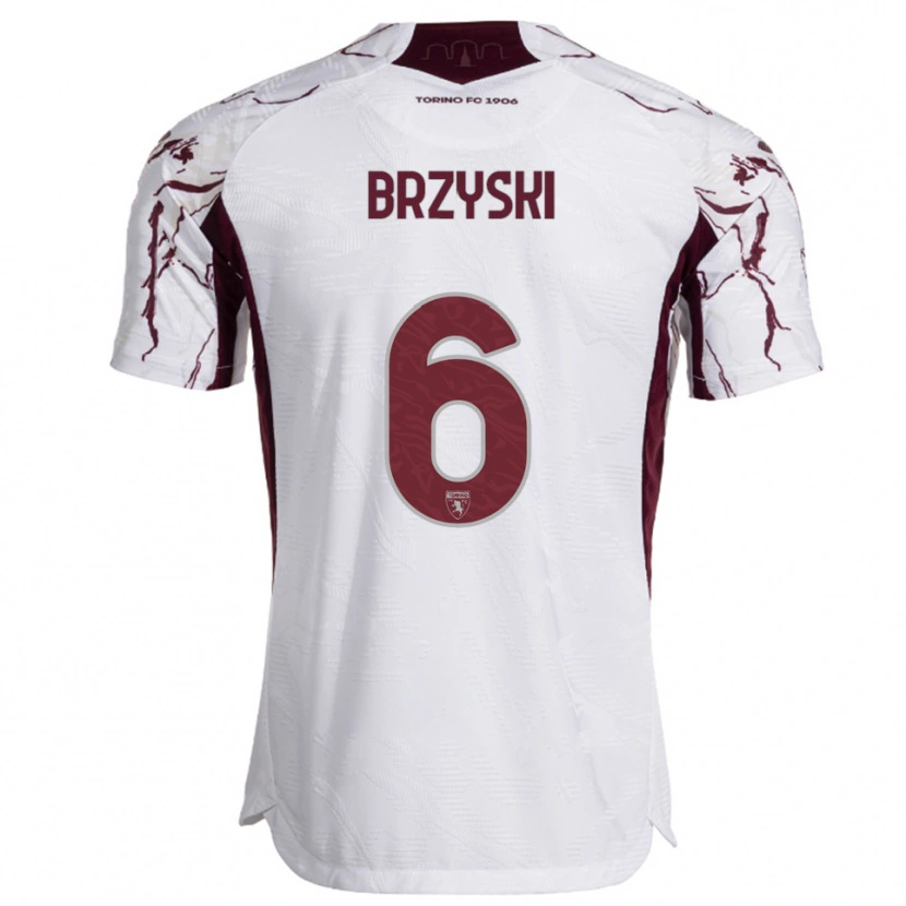 Danxen Kinder Igor Brzyski #6 Weiß Burgunderrot Auswärtstrikot Trikot 2025/26 T-Shirt