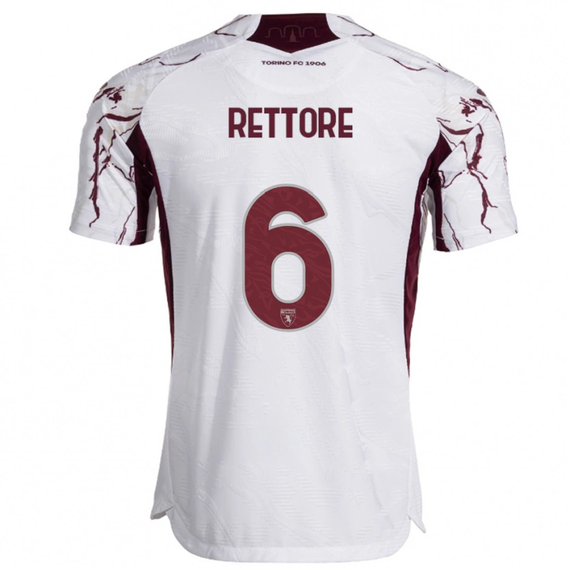 Danxen Kinder Mirko Rettore #6 Weiß Burgunderrot Auswärtstrikot Trikot 2025/26 T-Shirt