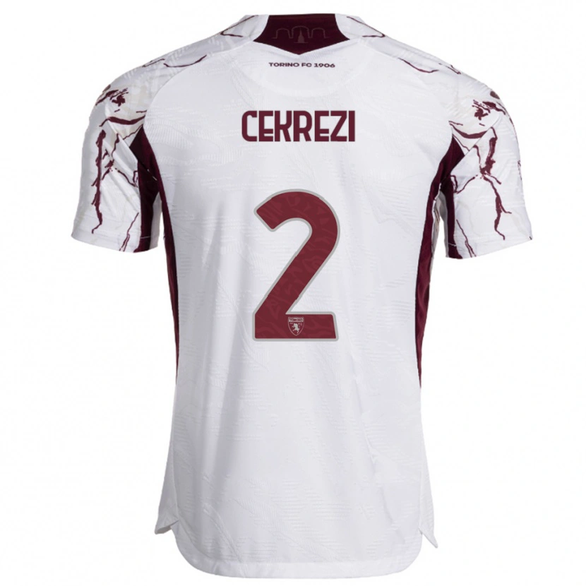 Danxen Kinder Lucas Cekrezi #2 Weiß Burgunderrot Auswärtstrikot Trikot 2025/26 T-Shirt