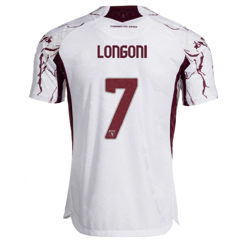 Danxen Kinder Marco Longoni #7 Weiß Burgunderrot Auswärtstrikot Trikot 2025/26 T-Shirt