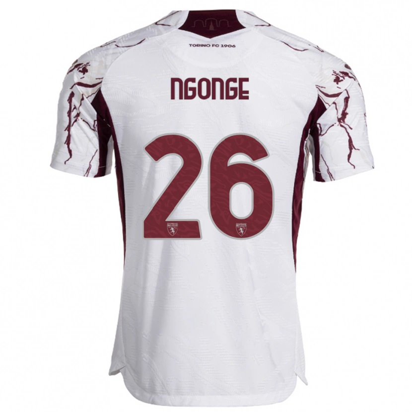 Danxen Kinder Cyril Ngonge #26 Weiß Burgunderrot Auswärtstrikot Trikot 2025/26 T-Shirt