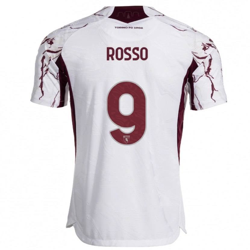 Danxen Kinder Eleonora Rosso #9 Weiß Burgunderrot Auswärtstrikot Trikot 2025/26 T-Shirt