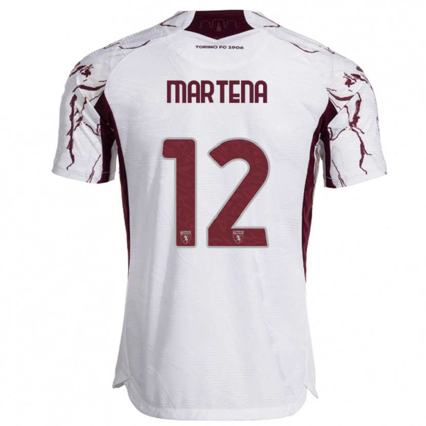 Danxen Kinder Gabriele Martena #12 Weiß Burgunderrot Auswärtstrikot Trikot 2025/26 T-Shirt