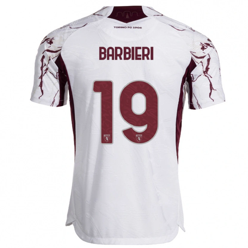 Danxen Kinder Raffaella Barbieri #19 Weiß Burgunderrot Auswärtstrikot Trikot 2025/26 T-Shirt