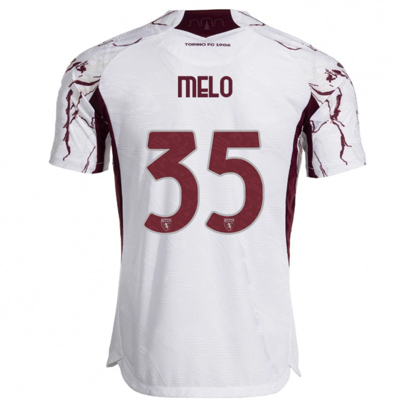 Danxen Kinder Rafael Melo #35 Weiß Burgunderrot Auswärtstrikot Trikot 2025/26 T-Shirt