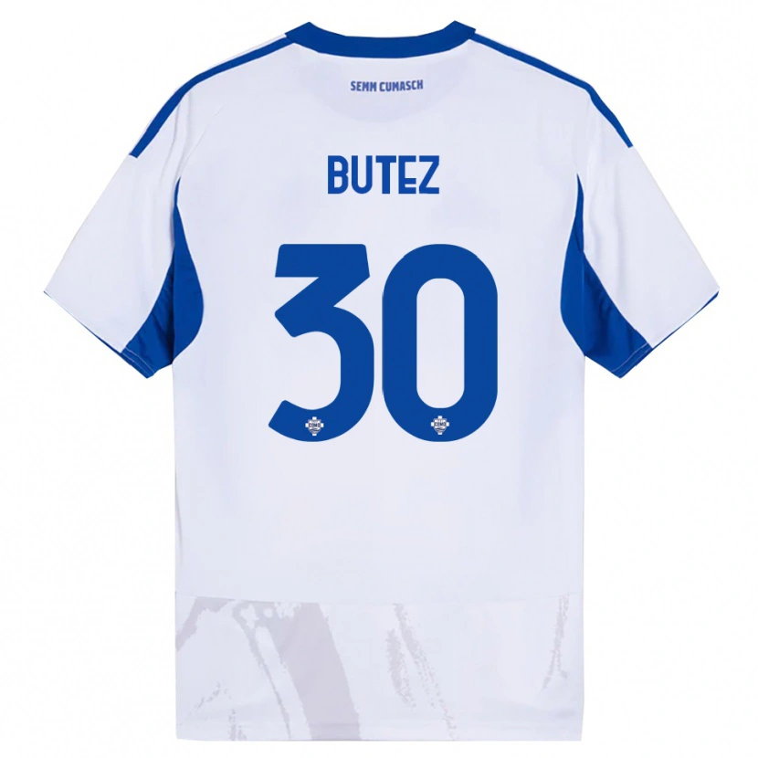 Danxen Kinder Jean Butez #30 Weiß Blau Auswärtstrikot Trikot 2025/26 T-Shirt