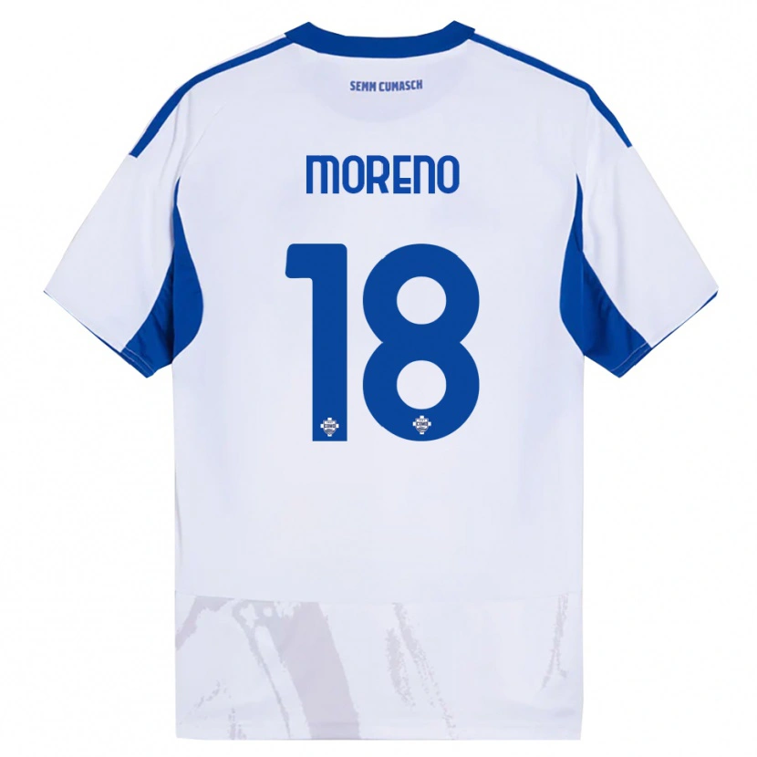 Danxen Kinder Alberto Moreno #18 Weiß Blau Auswärtstrikot Trikot 2025/26 T-Shirt