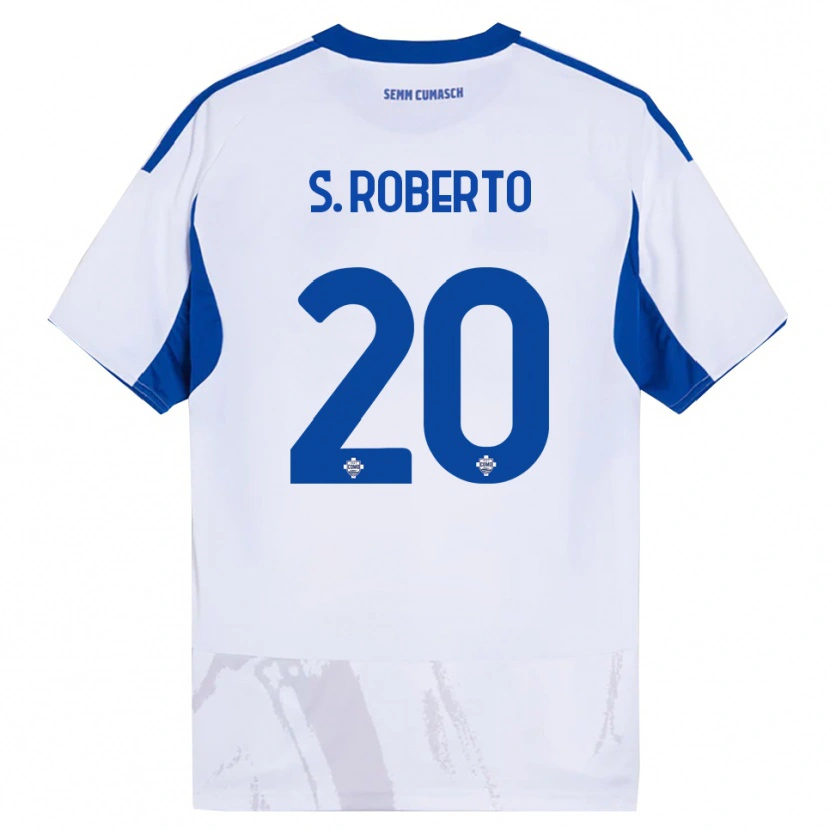 Danxen Kinder Sergi Roberto #20 Weiß Blau Auswärtstrikot Trikot 2025/26 T-Shirt