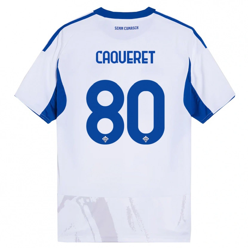Danxen Kinder Maxence Caqueret #80 Weiß Blau Auswärtstrikot Trikot 2025/26 T-Shirt