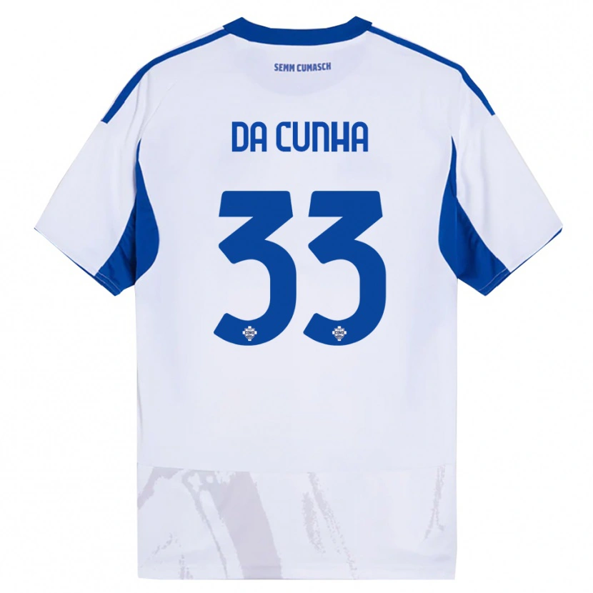Danxen Kinder Lucas Da Cunha #33 Weiß Blau Auswärtstrikot Trikot 2025/26 T-Shirt