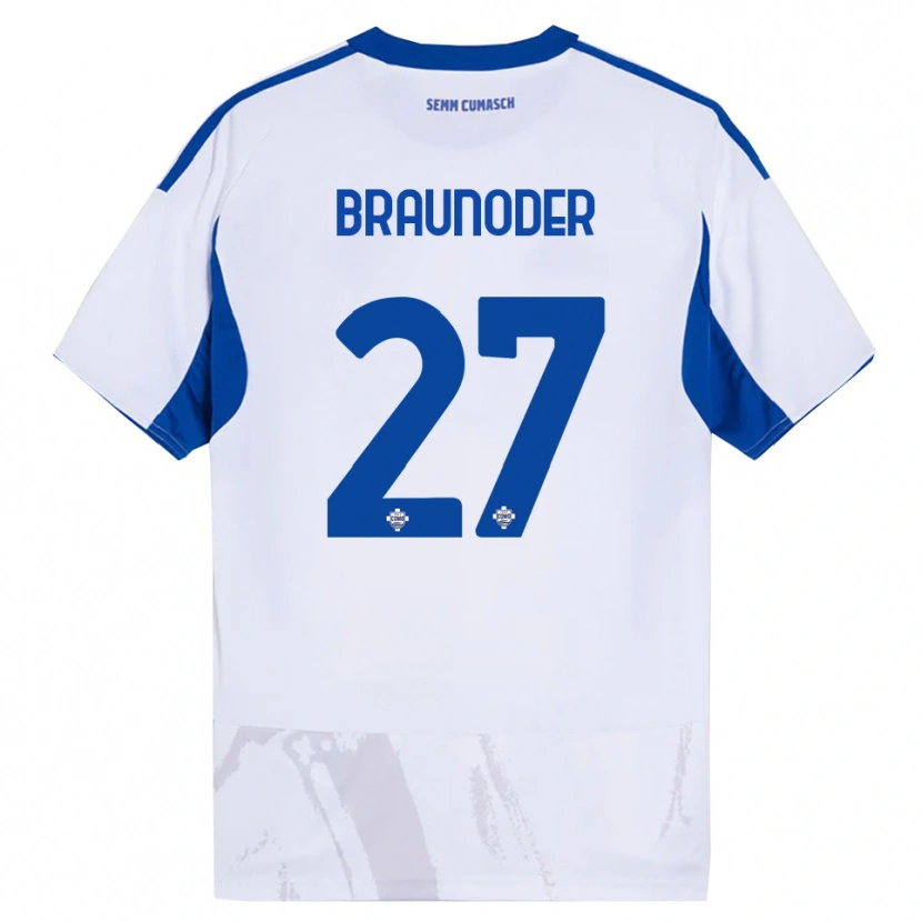 Danxen Kinder Matthias Braunöder #27 Weiß Blau Auswärtstrikot Trikot 2025/26 T-Shirt