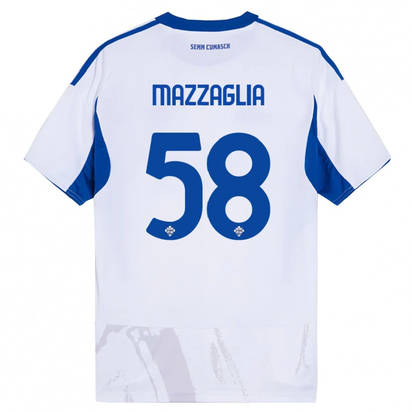 Danxen Kinder Giuseppe Mazzaglia #58 Weiß Blau Auswärtstrikot Trikot 2025/26 T-Shirt