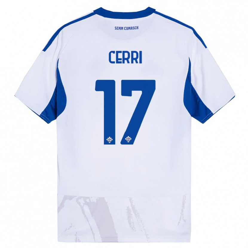 Danxen Kinder Alberto Cerri #17 Weiß Blau Auswärtstrikot Trikot 2025/26 T-Shirt
