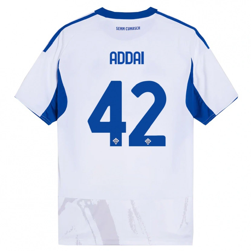 Danxen Kinder Jayden Addai #42 Weiß Blau Auswärtstrikot Trikot 2025/26 T-Shirt