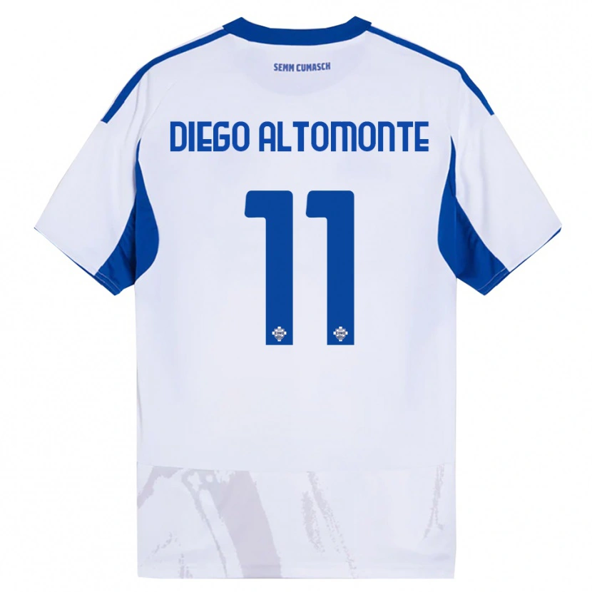 Danxen Kinder Thomas Diego Altomonte #11 Weiß Blau Auswärtstrikot Trikot 2025/26 T-Shirt