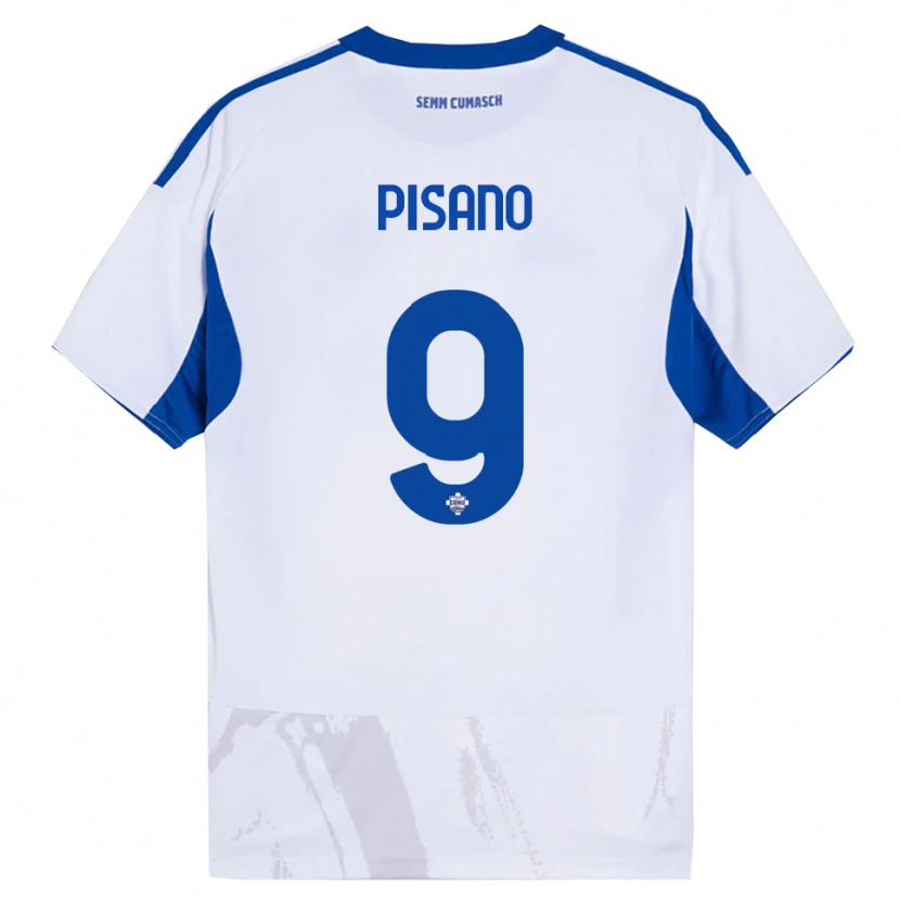 Danxen Kinder Manuel Pisano #9 Weiß Blau Auswärtstrikot Trikot 2025/26 T-Shirt