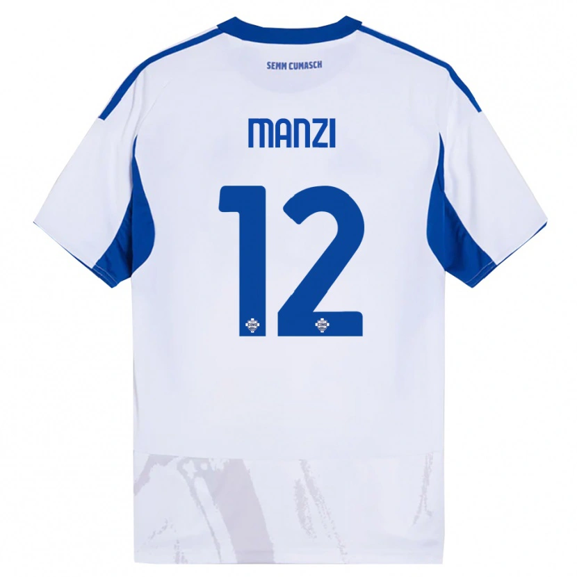 Danxen Kinder Federico Manzi #12 Weiß Blau Auswärtstrikot Trikot 2025/26 T-Shirt