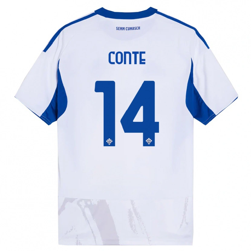 Danxen Kinder Federico Conte #14 Weiß Blau Auswärtstrikot Trikot 2025/26 T-Shirt