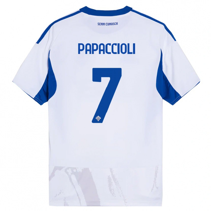 Danxen Kinder Matteo Papaccioli #7 Weiß Blau Auswärtstrikot Trikot 2025/26 T-Shirt