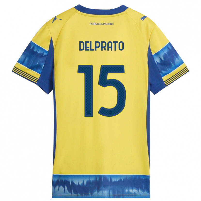 Danxen Kinder Enrico Delprato #15 Gelb Blau Auswärtstrikot Trikot 2025/26 T-Shirt