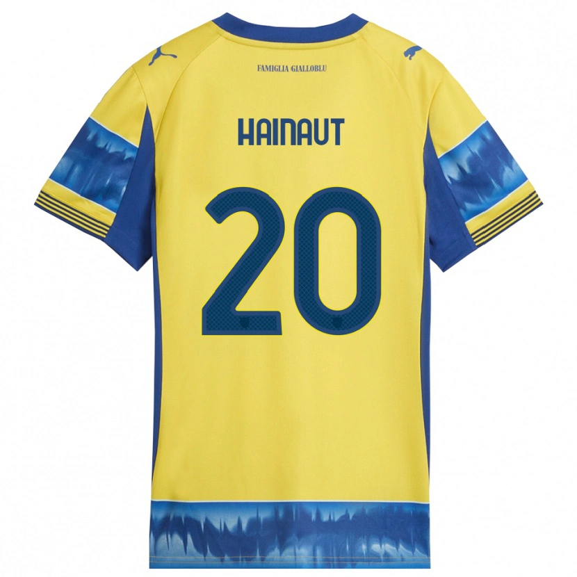 Danxen Kinder Antoine Hainaut #20 Gelb Blau Auswärtstrikot Trikot 2025/26 T-Shirt