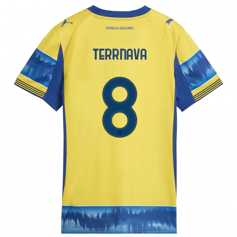Danxen Kinder Dren Terrnava #8 Gelb Blau Auswärtstrikot Trikot 2025/26 T-Shirt
