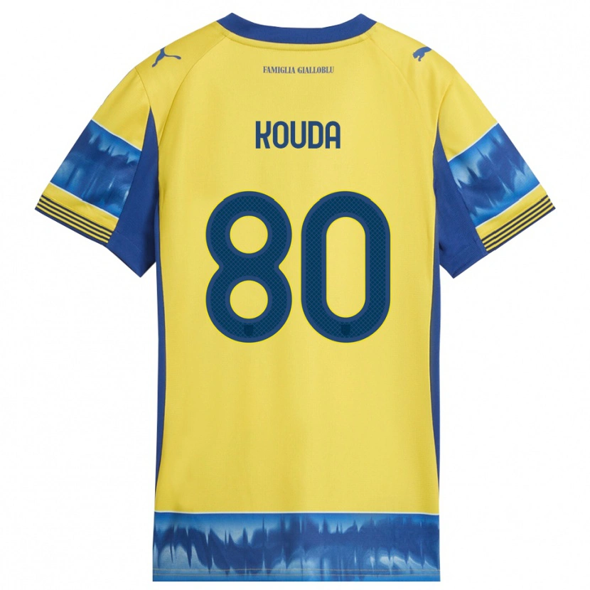 Danxen Kinder Rachid Kouda #80 Gelb Blau Auswärtstrikot Trikot 2025/26 T-Shirt