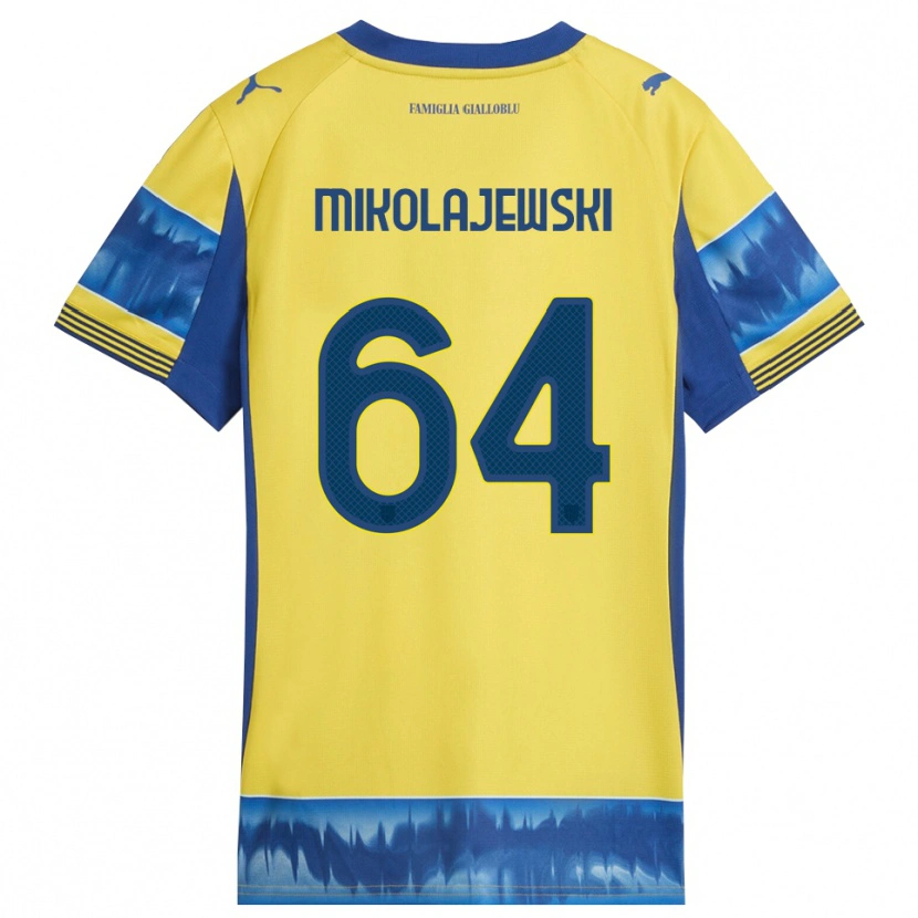 Danxen Kinder Daniel Mikolajewski #64 Gelb Blau Auswärtstrikot Trikot 2025/26 T-Shirt