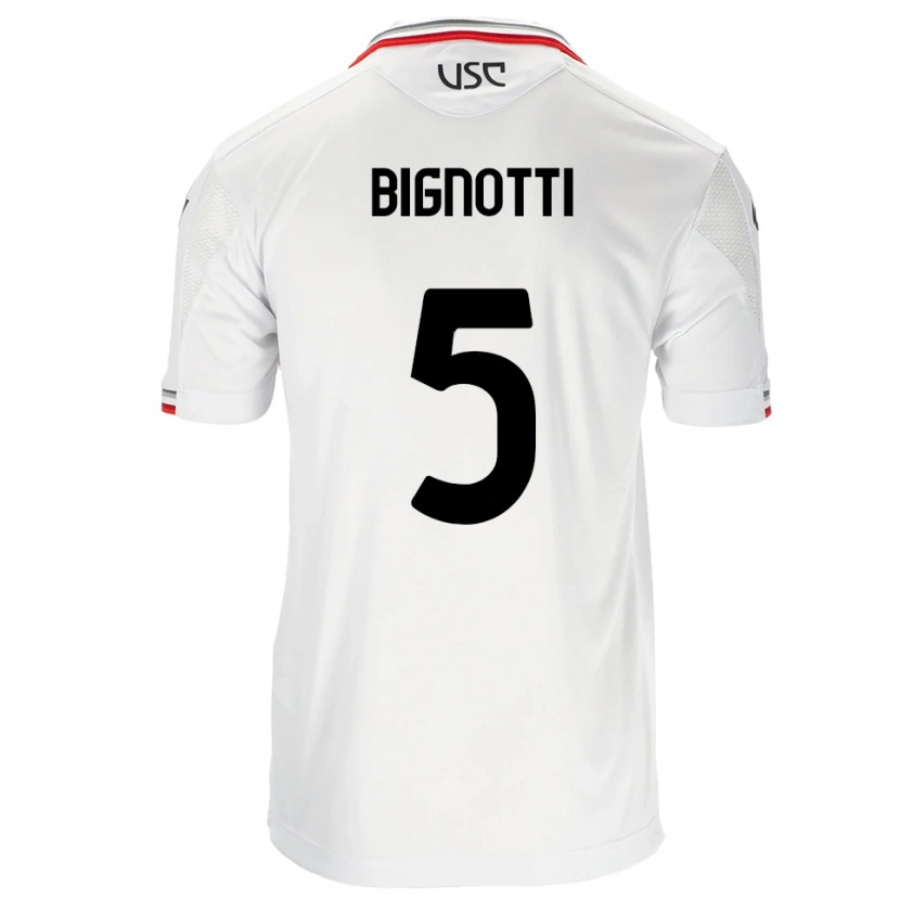 Danxen Kinder Francesco Bignotti #5 Weiß Rot Auswärtstrikot Trikot 2025/26 T-Shirt