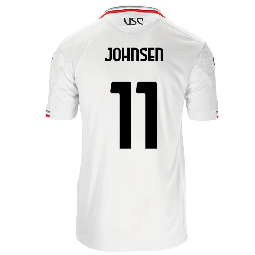 Danxen Kinder Dennis Johnsen #11 Weiß Rot Auswärtstrikot Trikot 2025/26 T-Shirt