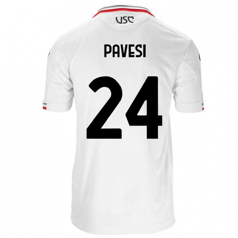 Danxen Kinder Davide Pavesi #24 Weiß Rot Auswärtstrikot Trikot 2025/26 T-Shirt