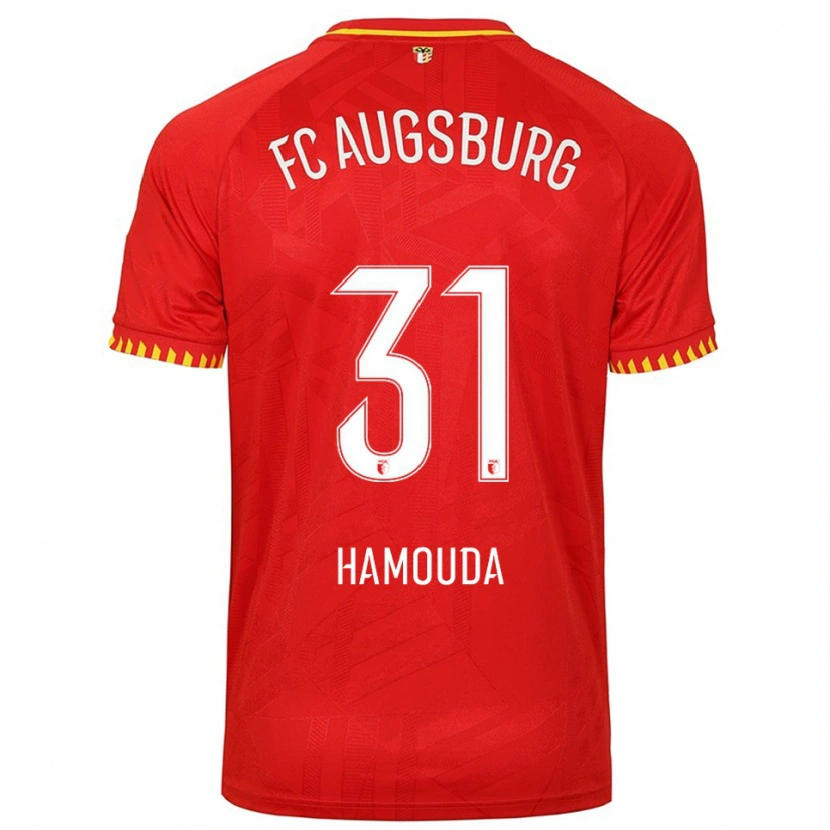 Danxen Kinder Hania Hamouda #31 Rot Gelb Auswärtstrikot Trikot 2025/26 T-Shirt