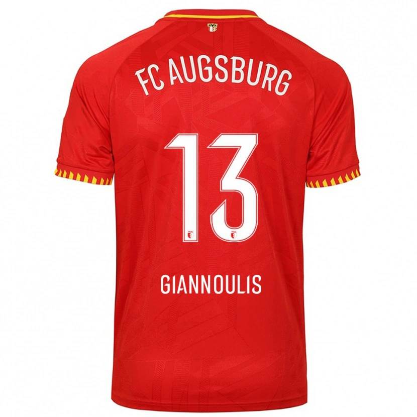 Danxen Kinder Dimitrios Giannoulis #13 Rot Gelb Auswärtstrikot Trikot 2025/26 T-Shirt