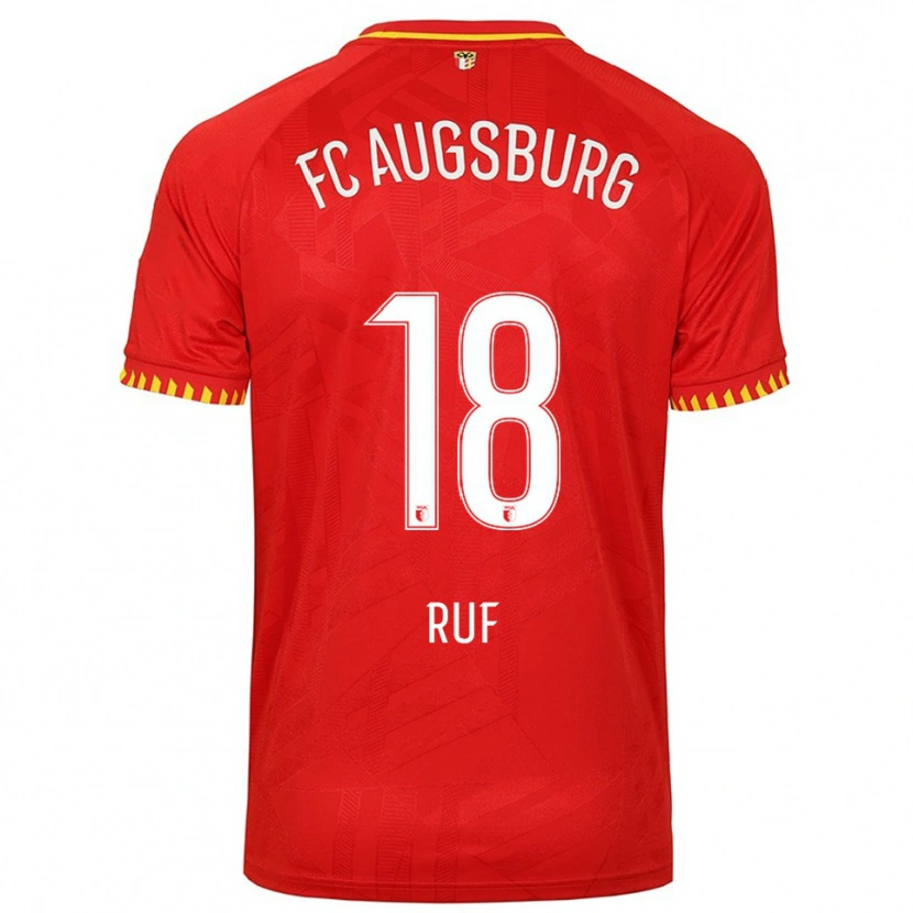 Danxen Kinder Jonas Ruf #18 Rot Gelb Auswärtstrikot Trikot 2025/26 T-Shirt