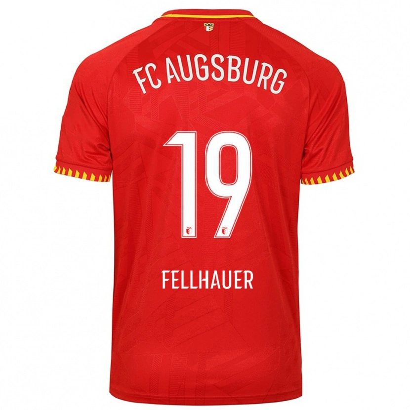 Danxen Kinder Robin Fellhauer #19 Rot Gelb Auswärtstrikot Trikot 2025/26 T-Shirt