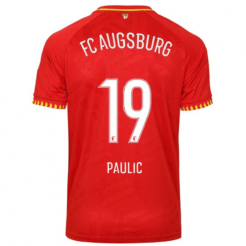 Danxen Kinder Anthony Paulic #19 Rot Gelb Auswärtstrikot Trikot 2025/26 T-Shirt
