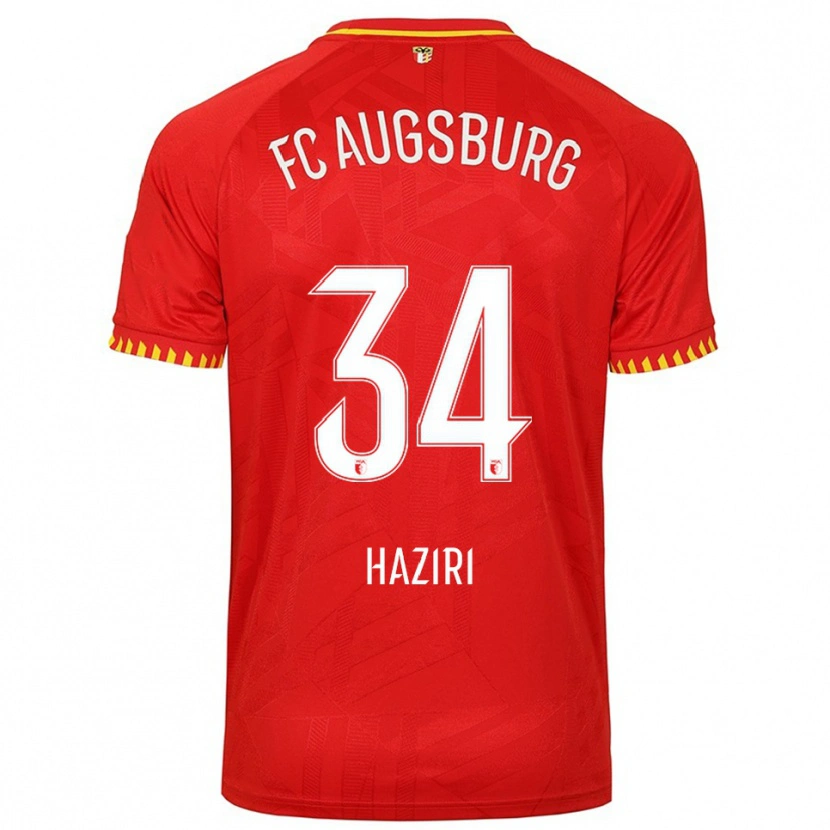 Danxen Kinder Edi Haziri #34 Rot Gelb Auswärtstrikot Trikot 2025/26 T-Shirt