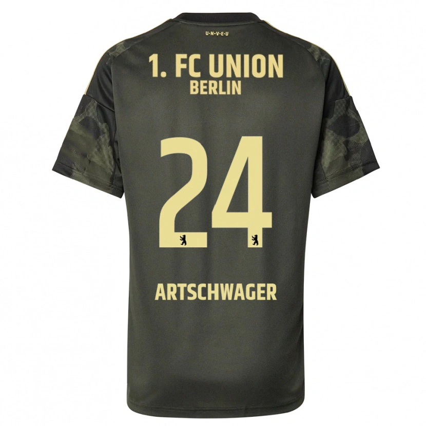 Danxen Kinder Finn Artschwager #24 Dunkelgrün Schwarz Auswärtstrikot Trikot 2025/26 T-Shirt