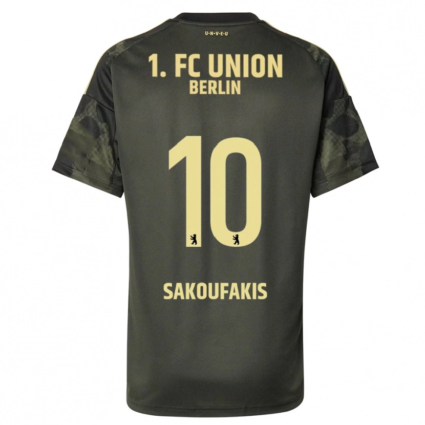 Danxen Kinder Theodor Sakoufakis #10 Dunkelgrün Schwarz Auswärtstrikot Trikot 2025/26 T-Shirt