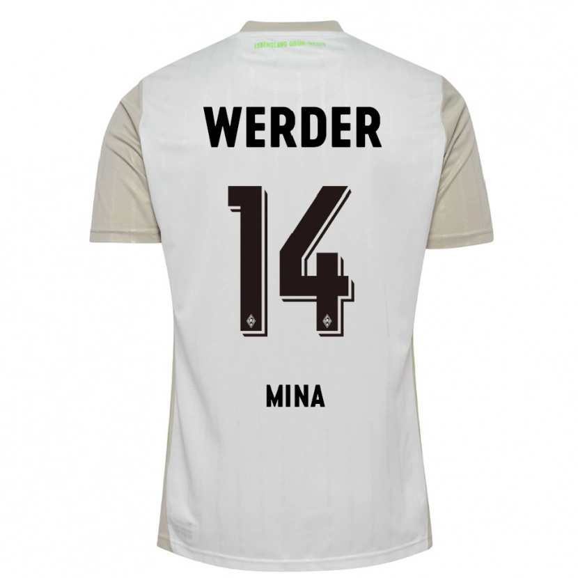 Danxen Kinder Johan Mina #14 Weiß Schwarz Auswärtstrikot Trikot 2025/26 T-Shirt