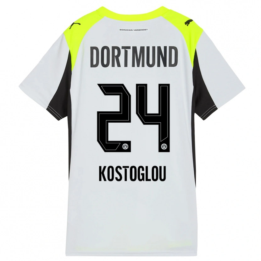 Danxen Kinder Christos Kostoglou #24 Fluoreszierendes Gelb Auswärtstrikot Trikot 2025/26 T-Shirt