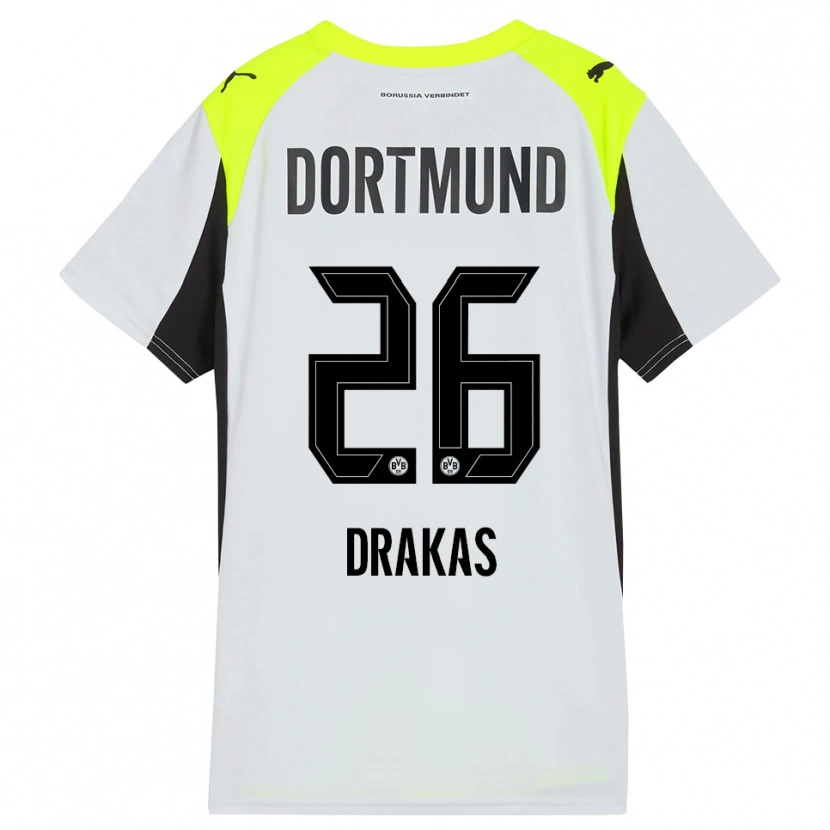 Danxen Kinder Babis Drakas #26 Fluoreszierendes Gelb Auswärtstrikot Trikot 2025/26 T-Shirt