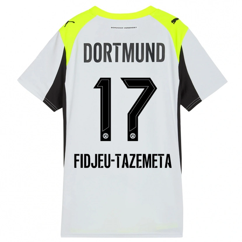 Danxen Kinder Thierry Fidjeu-Tazemeta #17 Fluoreszierendes Gelb Auswärtstrikot Trikot 2025/26 T-Shirt