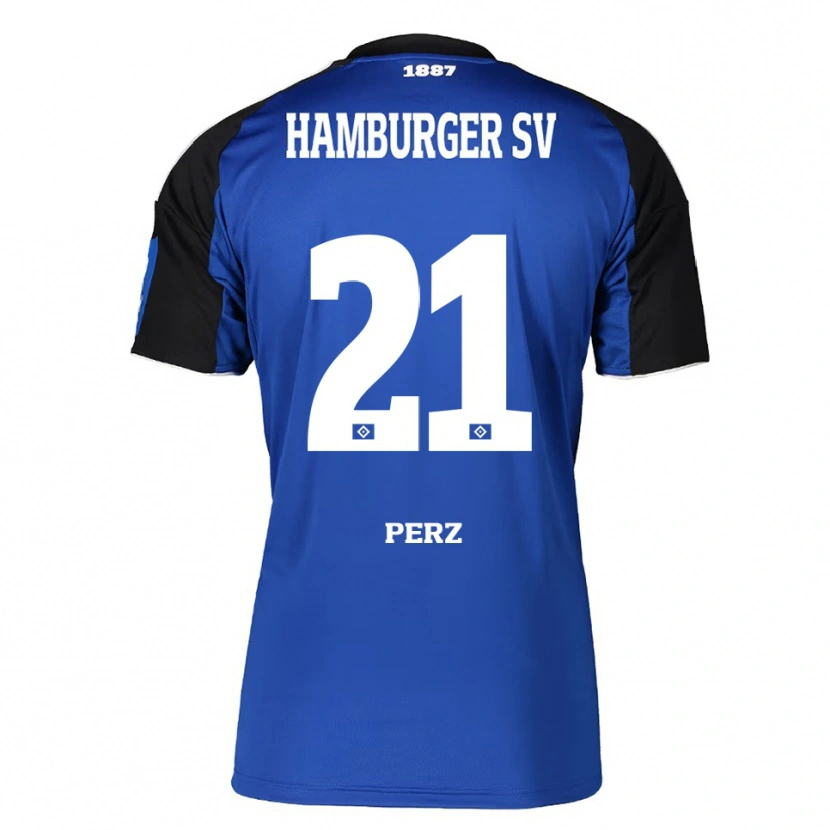 Danxen Kinder Marcel Perz #21 Blau Schwarz Auswärtstrikot Trikot 2025/26 T-Shirt