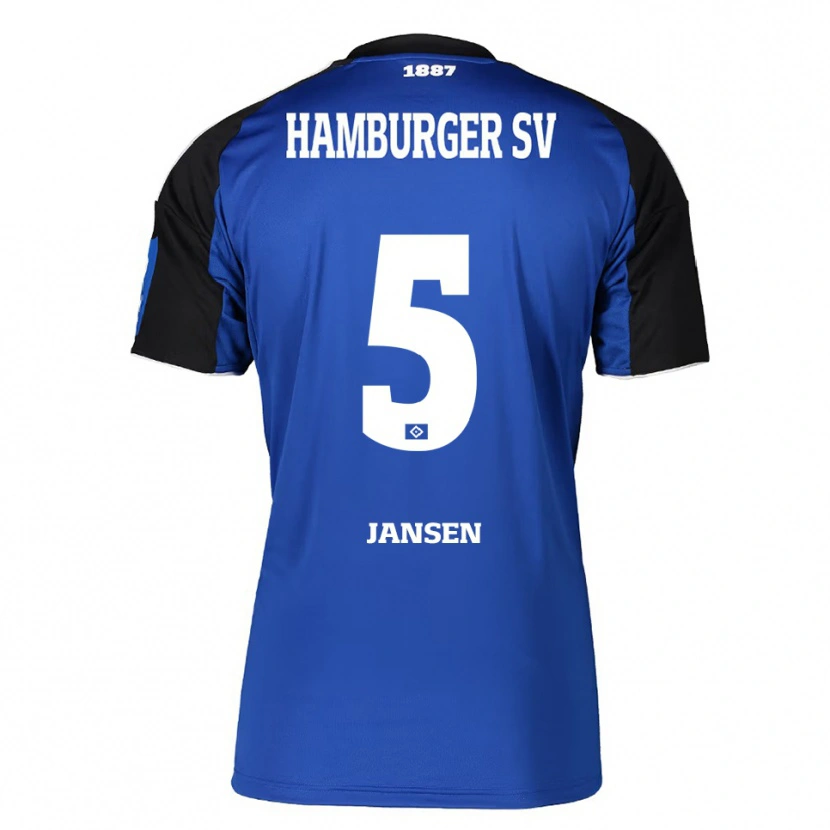 Danxen Kinder Marcell Jansen #5 Blau Schwarz Auswärtstrikot Trikot 2025/26 T-Shirt
