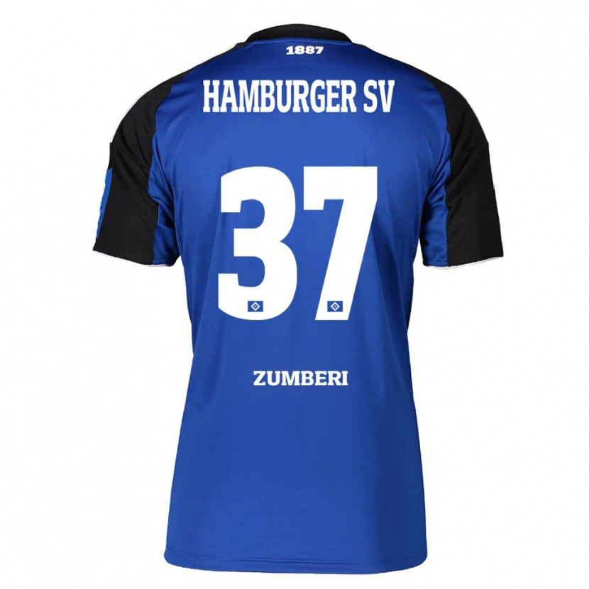 Danxen Kinder Valon Zumberi #37 Blau Schwarz Auswärtstrikot Trikot 2025/26 T-Shirt